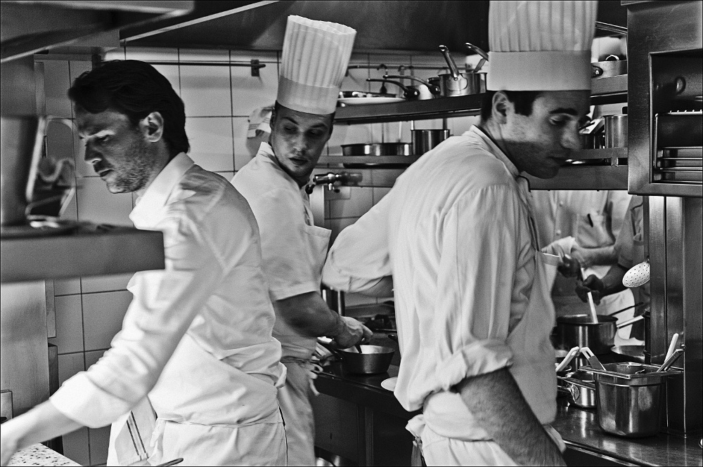 Mathieu Pacaud (left) and members of his team