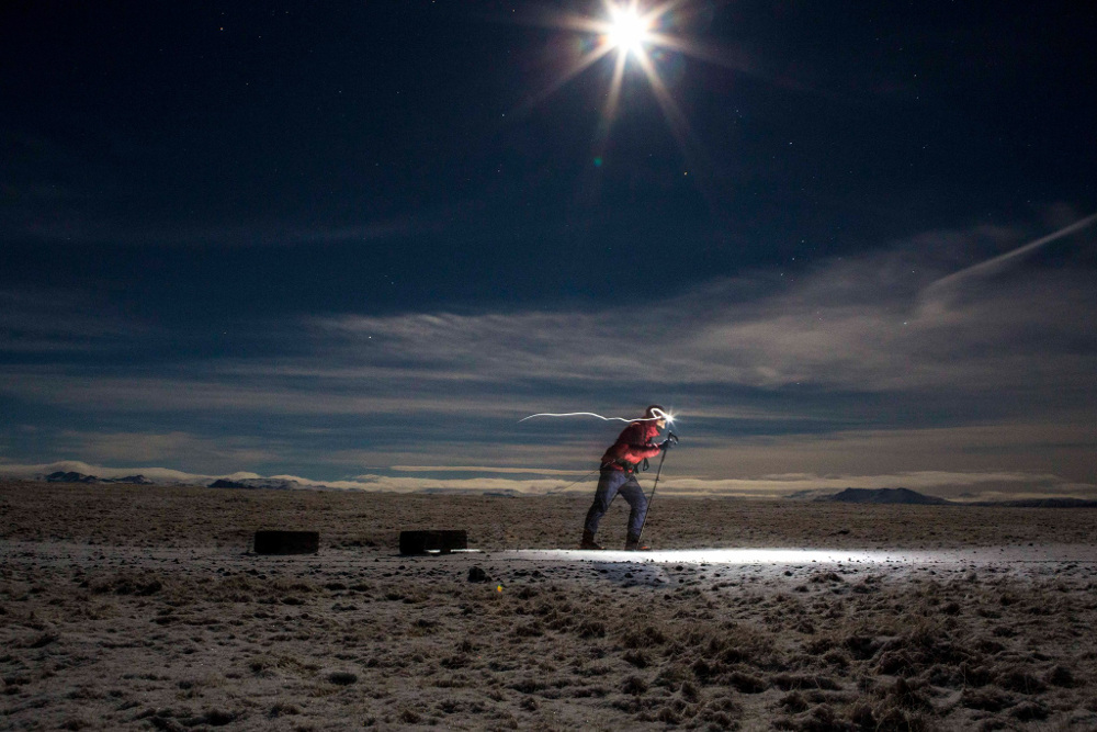 Adventurer Alex Bellini in training for his journey across the Vatna Glacier, which will take up to 20 days.