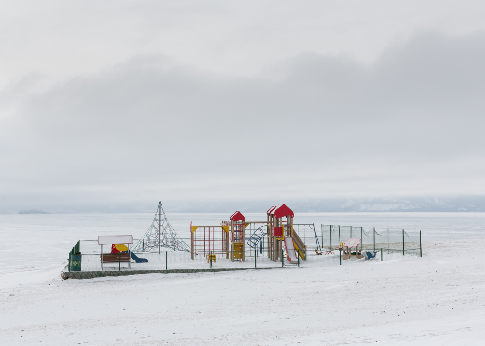 Elena Anosova, Playground on the Bank of Baikal on the Edge of the Island of Olkhon, Lake Baikal, Siberia, 2015. From the series 'Sagaan Sag' (White time). Photography – Elena Anosova