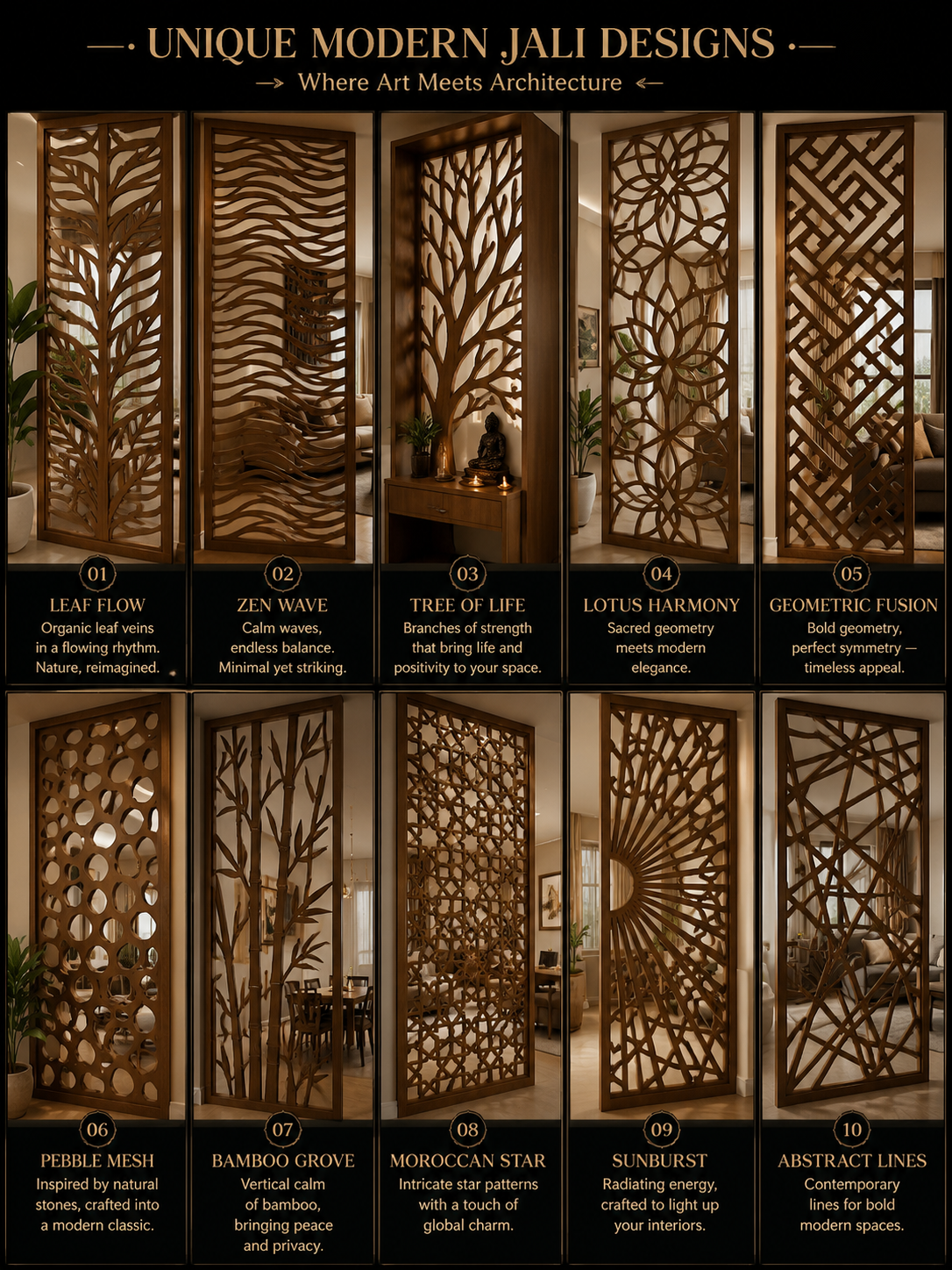 Modern Jali & Partitions — Sarvamidam Artcraft CNC carving