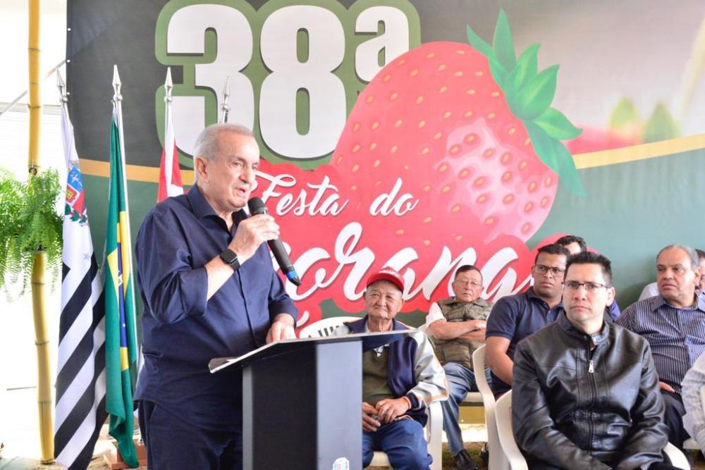 Secretário de Agricultura e Abastecimento do Estado de São Paulo participa da cerimônia de abertura da 38ª Festa do Morango de Atibaia e Jarinu