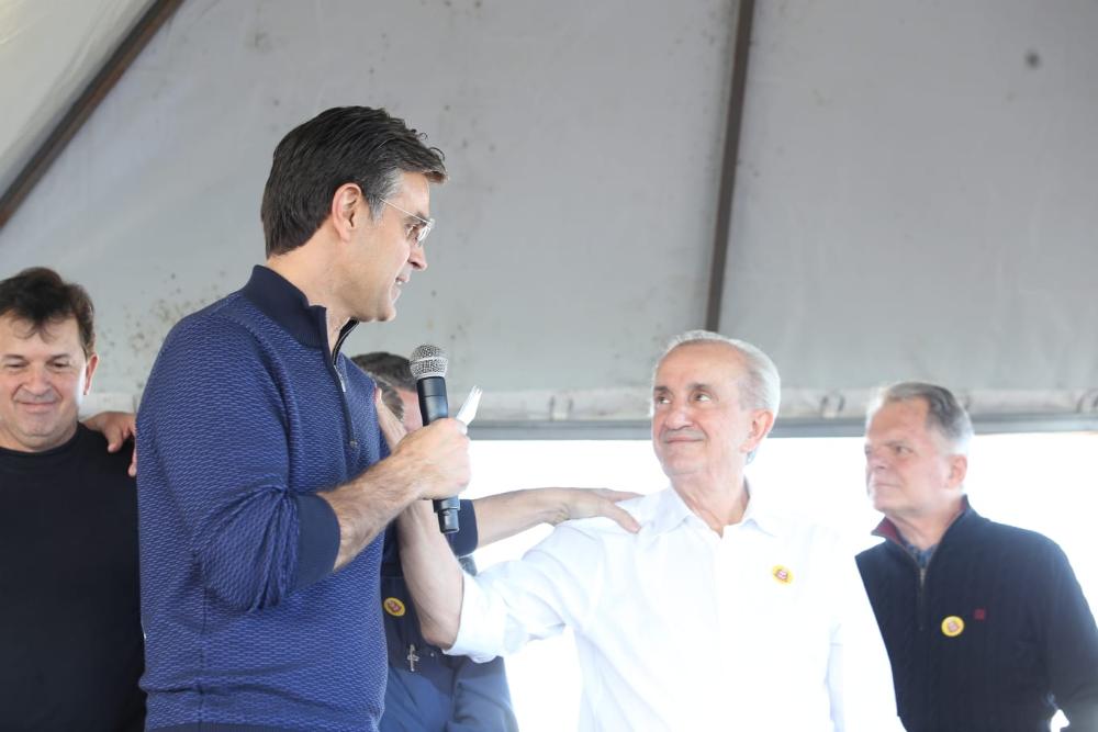 Novo governador Rodrigo Garcia e Secretário de Agricultura e Abastecimento do Estado de São Paulo Francisco Matturro visitam uma das primeiras fazendas que utiliza o sistema de integração Lavoura-Pecuária no Oeste paulista