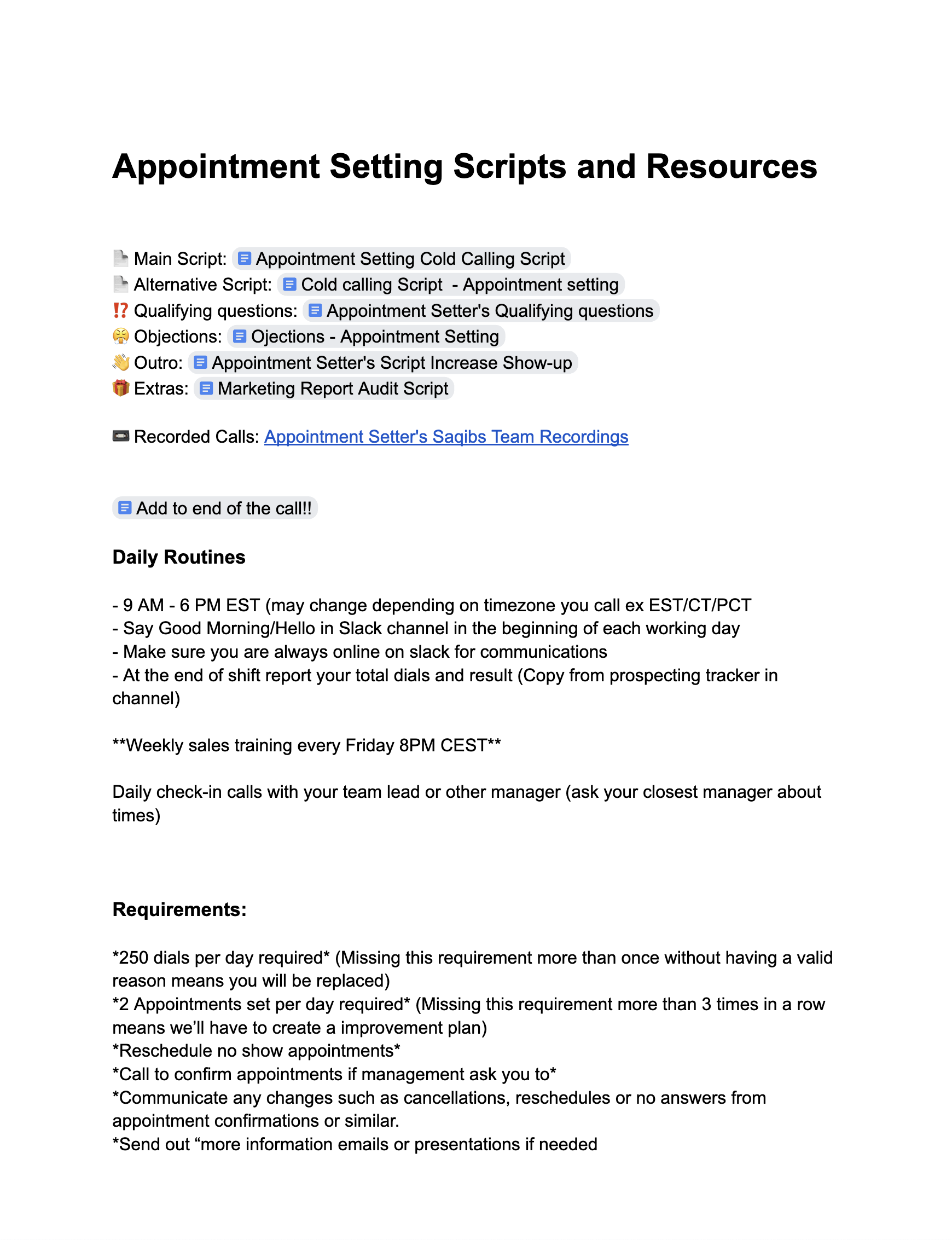 Appointment Setting Scripts & Resources