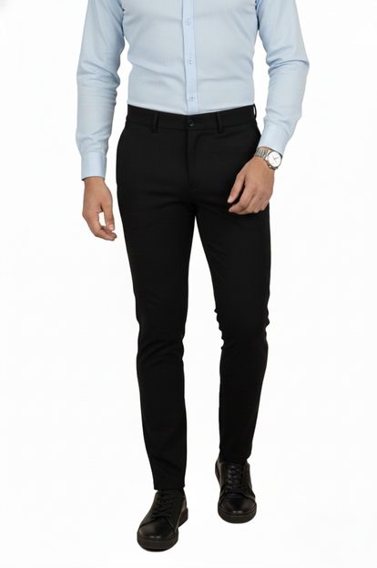 Yanları Lastikli Waffle Kumaş Slimfit Keten Pantolon