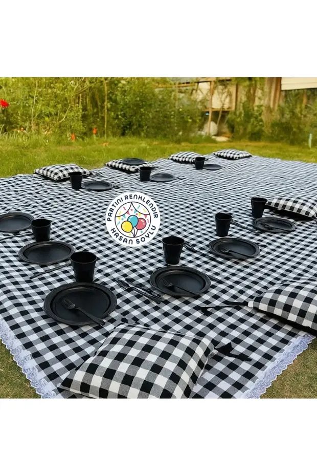 Siyah Renk Şık Plastik Lüks Tabak, Çatal, Bardak 25’Li Set 3 Set Toplam 75 Adet