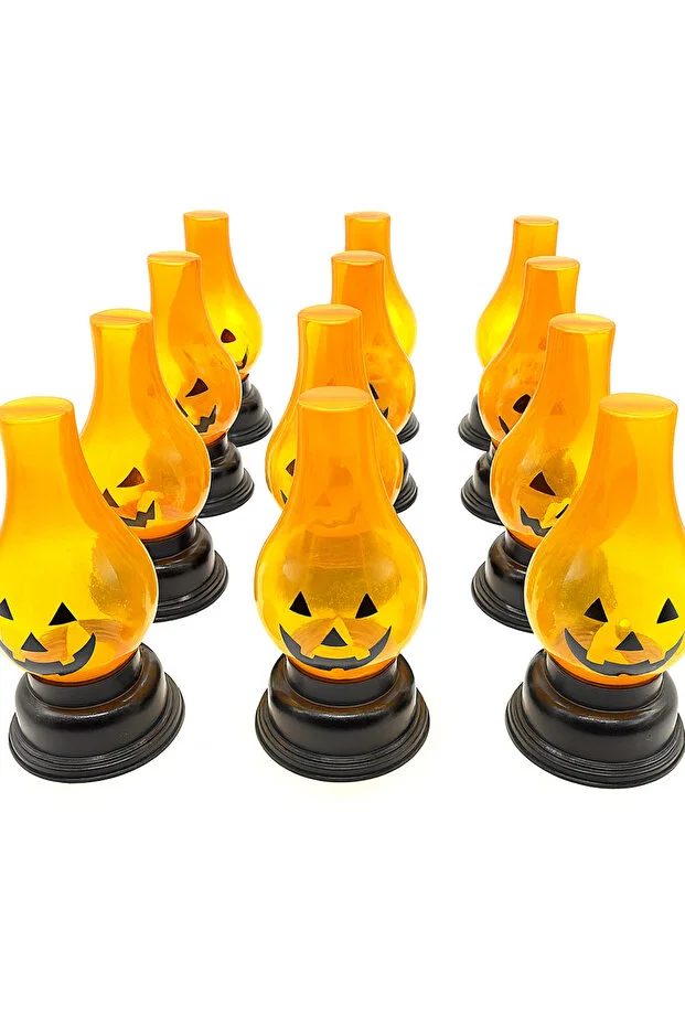 Halloween 1 Adet Işıklı Küçük Boy Bal Kabağı Gaz Lambası Model Dekor Obj