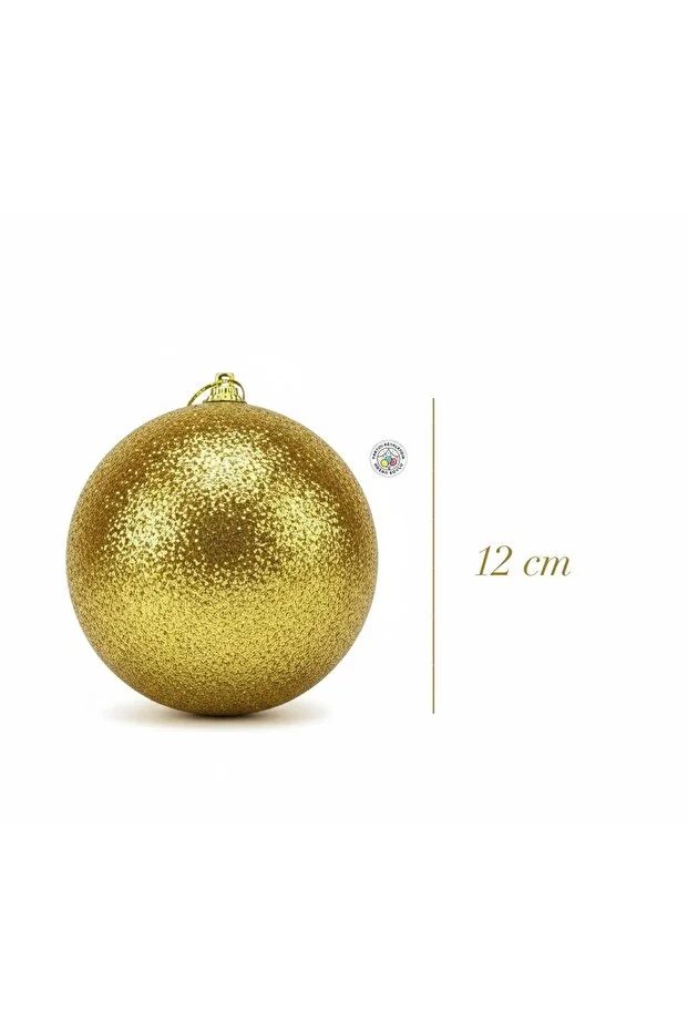 Yılbaşı Ağacı Süsü Gold Simli Cici Top 12 Cm 1 Adet