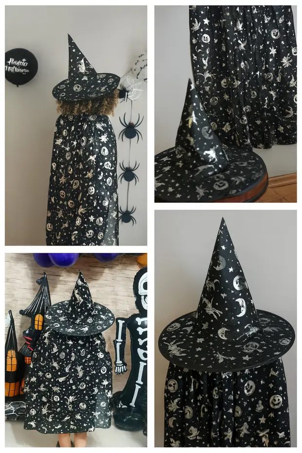 Halloween Cadılar Bayramı Pelerin Şapka Set 140 Cm Pelerin