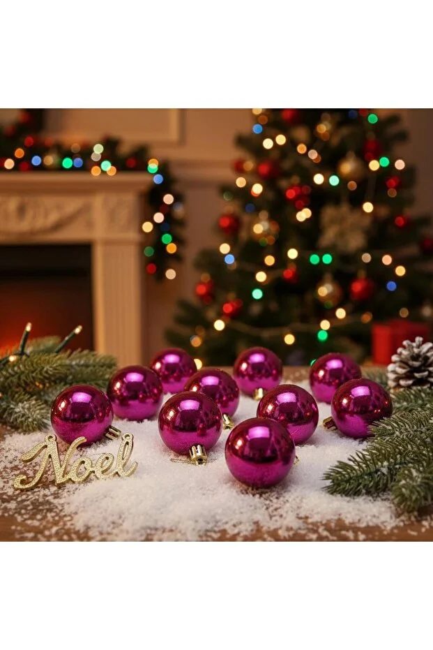 Yılbaşı Süsü 36'lı Cici Top 5 cm Fuşya Yılbaşı Topu