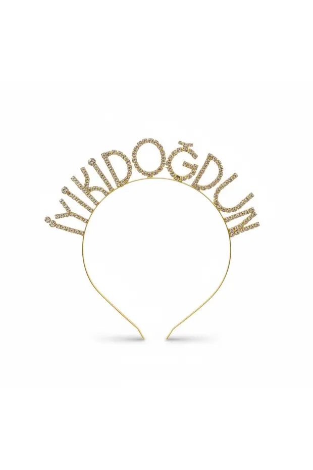 İyiki Doğdun Parti Taçı, Gold Taşlı Metal Doğum Günü Tacı