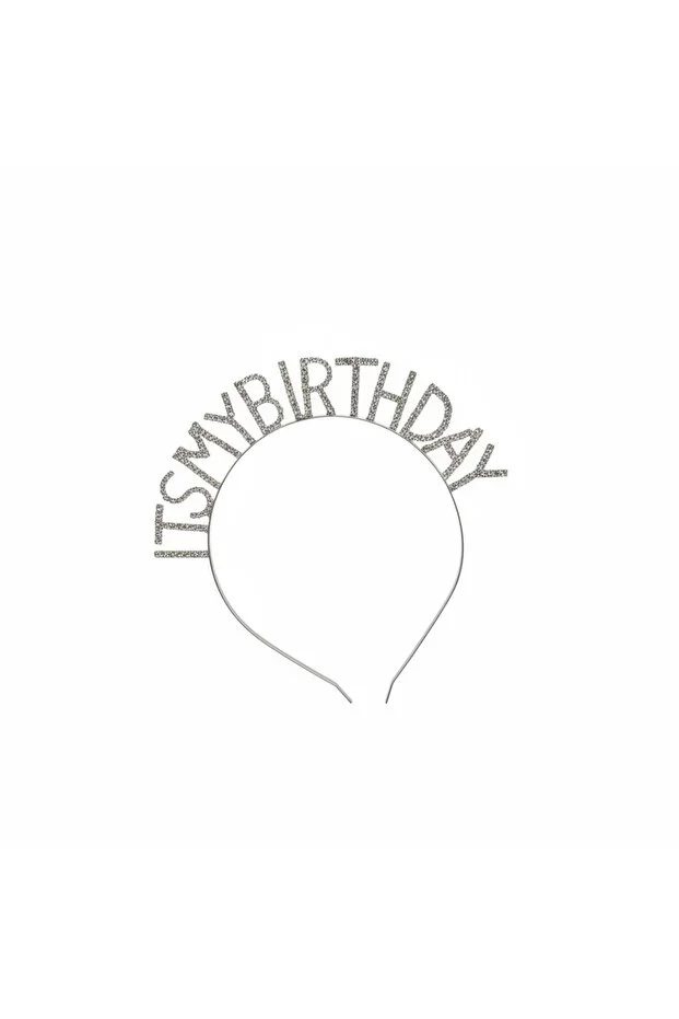 Its My Birthday Parti Taçı, Gümüş Taşlı Metal Doğum Günü Tacı