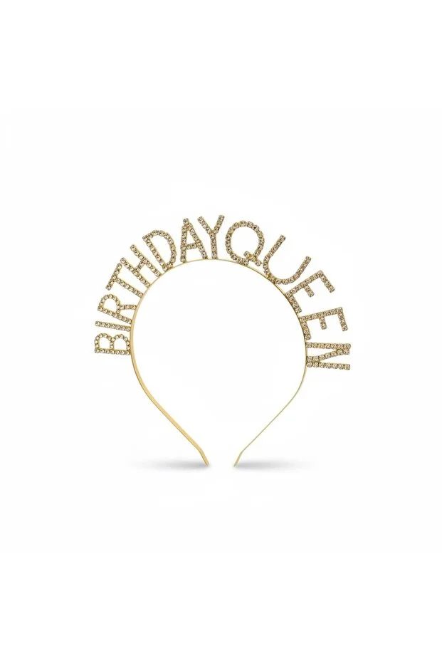Birthday Queen Parti Taçı, Gold Metal Taşlı Tac