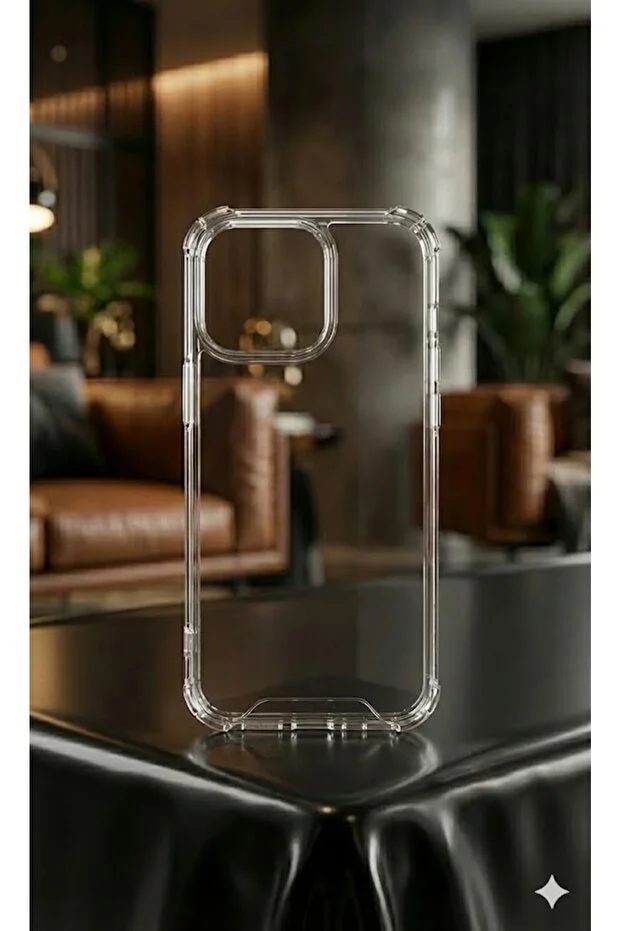 İphone 15 Promax Korumalı Kılıf Şeffaf Arkası Sert Yanları Yumuşak Antişok Kapak