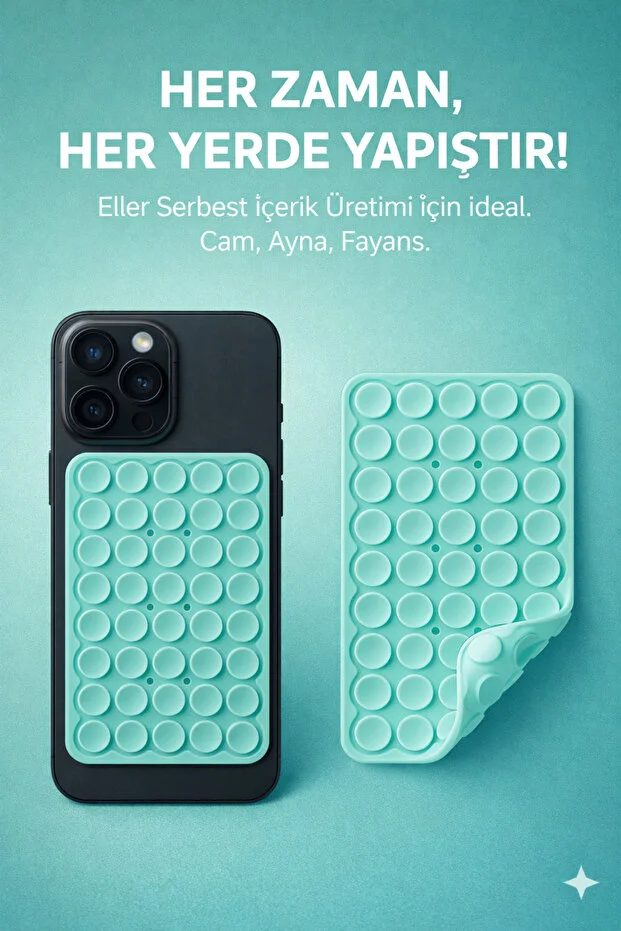 Büyük Telefon Tutucu Çift Taraflı Vantuz Ultra Kuvvetli Araç Tutucu Slikon Vakum