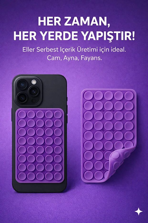 Büyük Telefon Tutucu Çift Taraflı Vantuz Ultra Kuvvetli Araç Tutucu Slikon Vakum