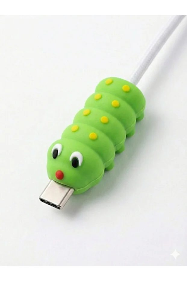 Sevimli Figürlü Slikon Kablo Ucu Koruyucular Şarj Typc Lightning Micro Usb