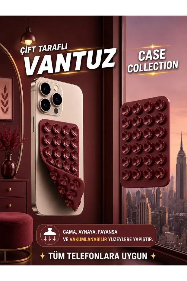 Slikon Çift Taraflı Vantuz Telefon Tutucu Vakum,Cama Yapışan Çift Taraflı