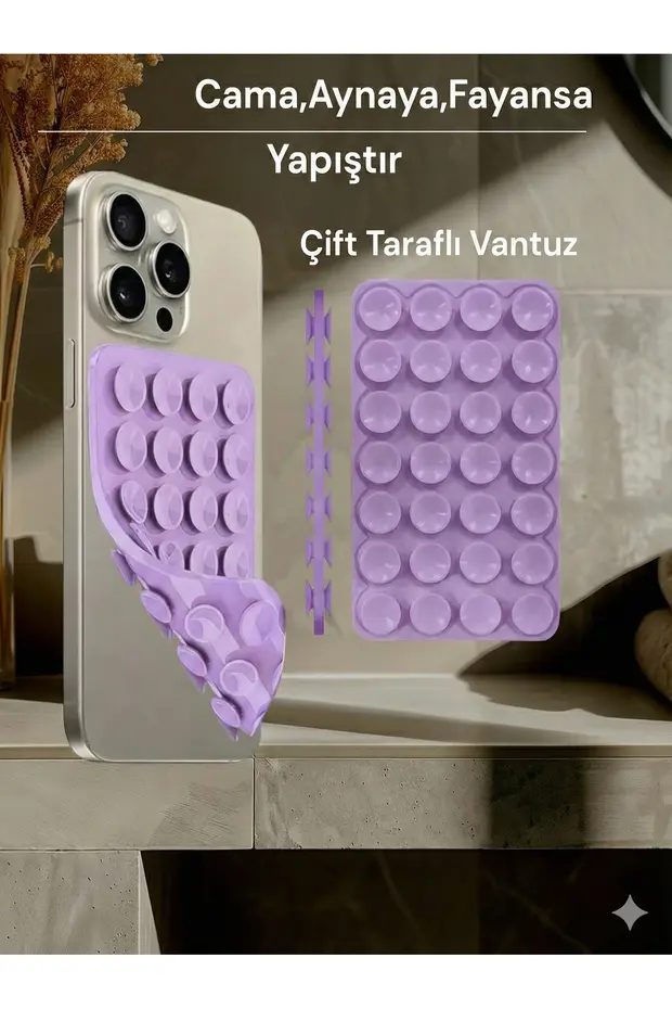 Slikon Çift Taraflı Vantuz Telefon Tutucu Vakum,Cama Yapışan Çift Taraflı