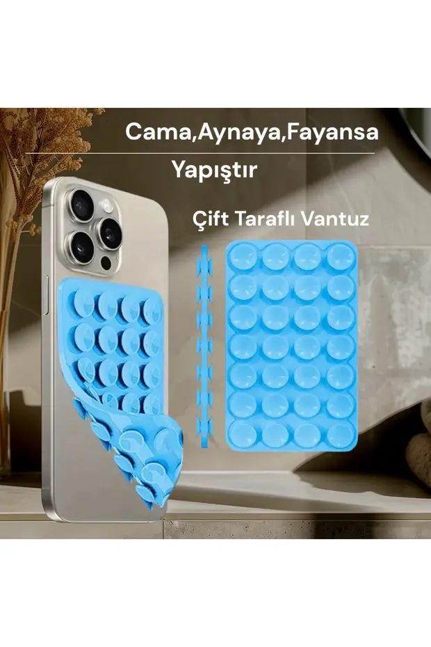 Slikon Çift Taraflı Vantuz Telefon Tutucu Vakum,Cama Yapışan Çift Taraflı