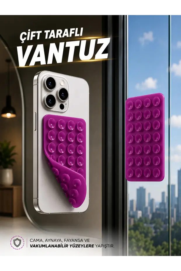 Slikon Çift Taraflı Vantuz Telefon Tutucu Vakum,Cama Yapışan Çift Taraflı