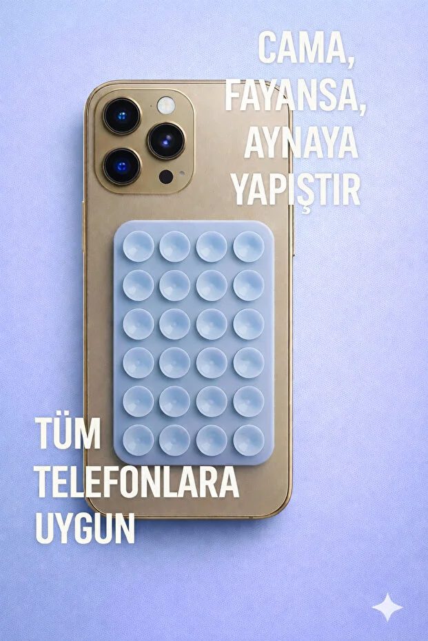 Telefon Tutucu Vantuz Slikon Vakumlu Cep Telefonu İçin Yapışkanlı Kaymaz Tutucu Cama Yapışan