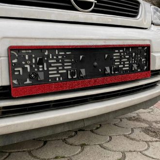 Kırmızı Taşlı Oto Plakalık Takım (2 adet)