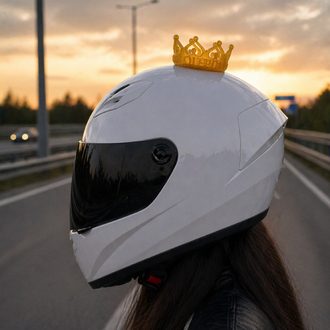 Queen Kalpli Taç Kask Süsü Simli Gold