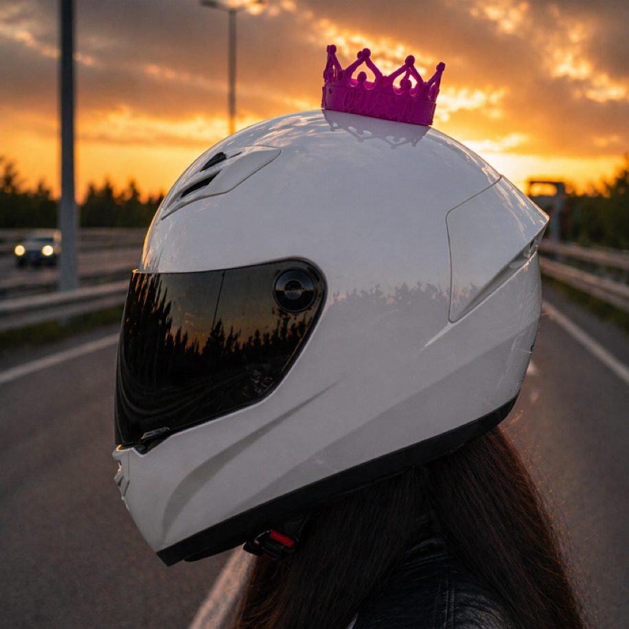 Queen Kalpli Taç Kask Süsü Fuşya