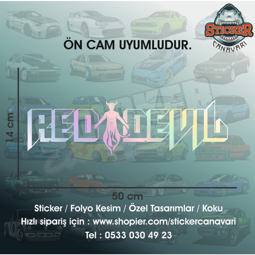 Red Devil Sticker ( Ön Cam Uyumludur )