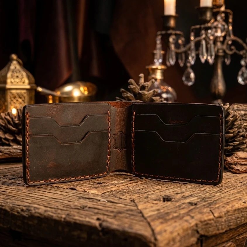 Ism V-1 Cüzdan Bifold Tasarım Hakiki Deri El Yapımı
