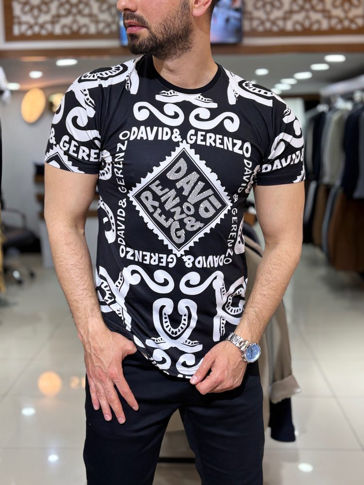 Dijital Baskı Taş Detay SlimFit Tişört - Büyük Beden 3XL