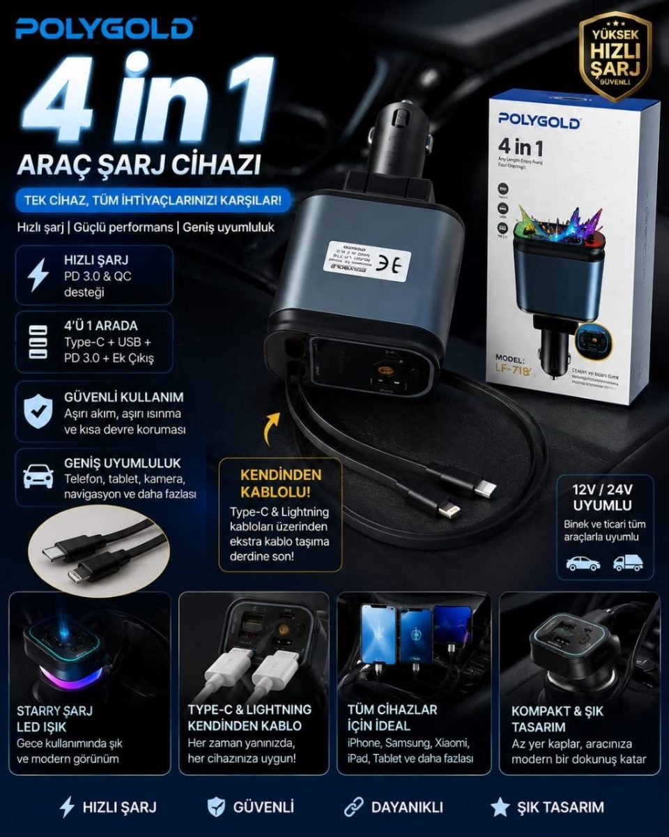 Polygold Lf718 Araç Çakmaklık Şarj Aleti
