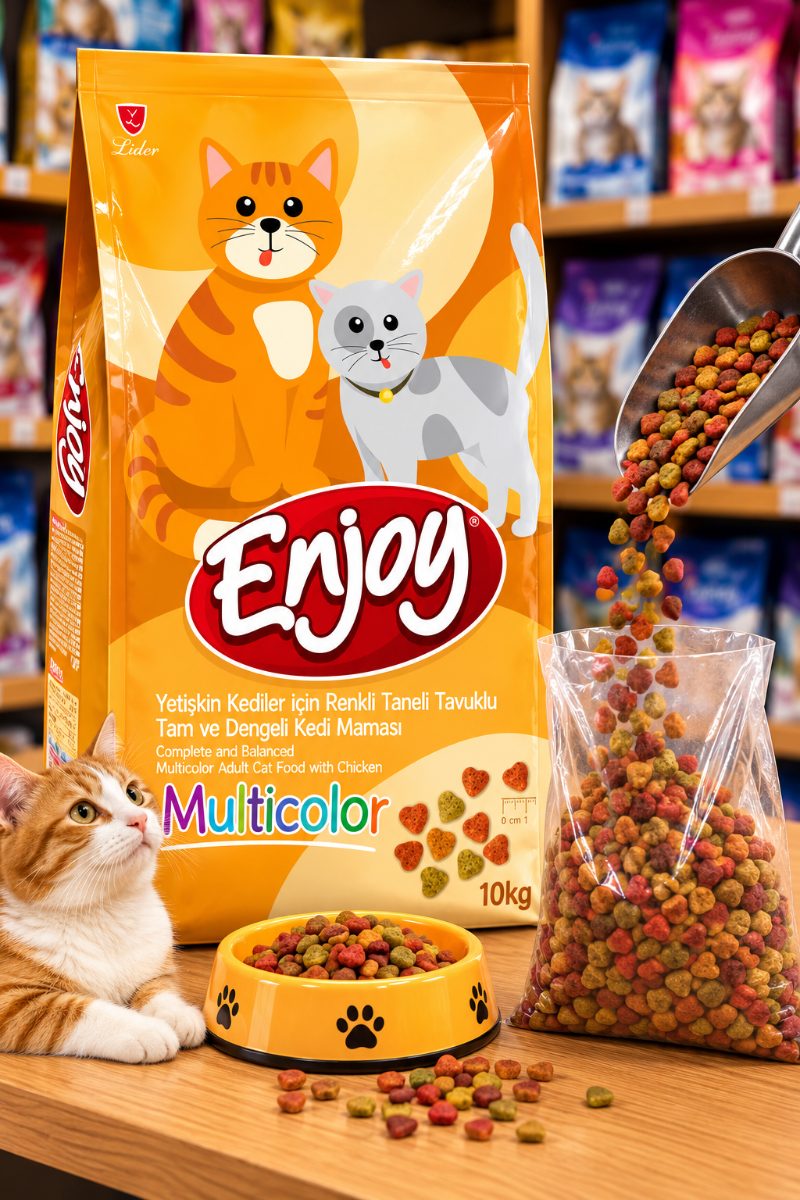 Enjoy Multicolor Tavuklu Kedi Maması 1kg (AÇIK SATIŞ)