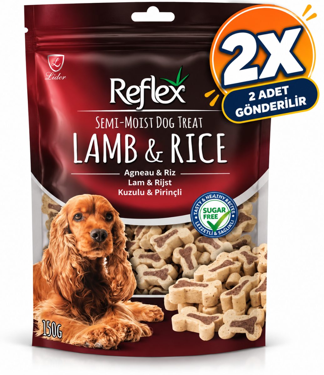 2 Paket Reflex Kuzulu ve Pirinçli Yumuşak Köpek Ödülü 150gr