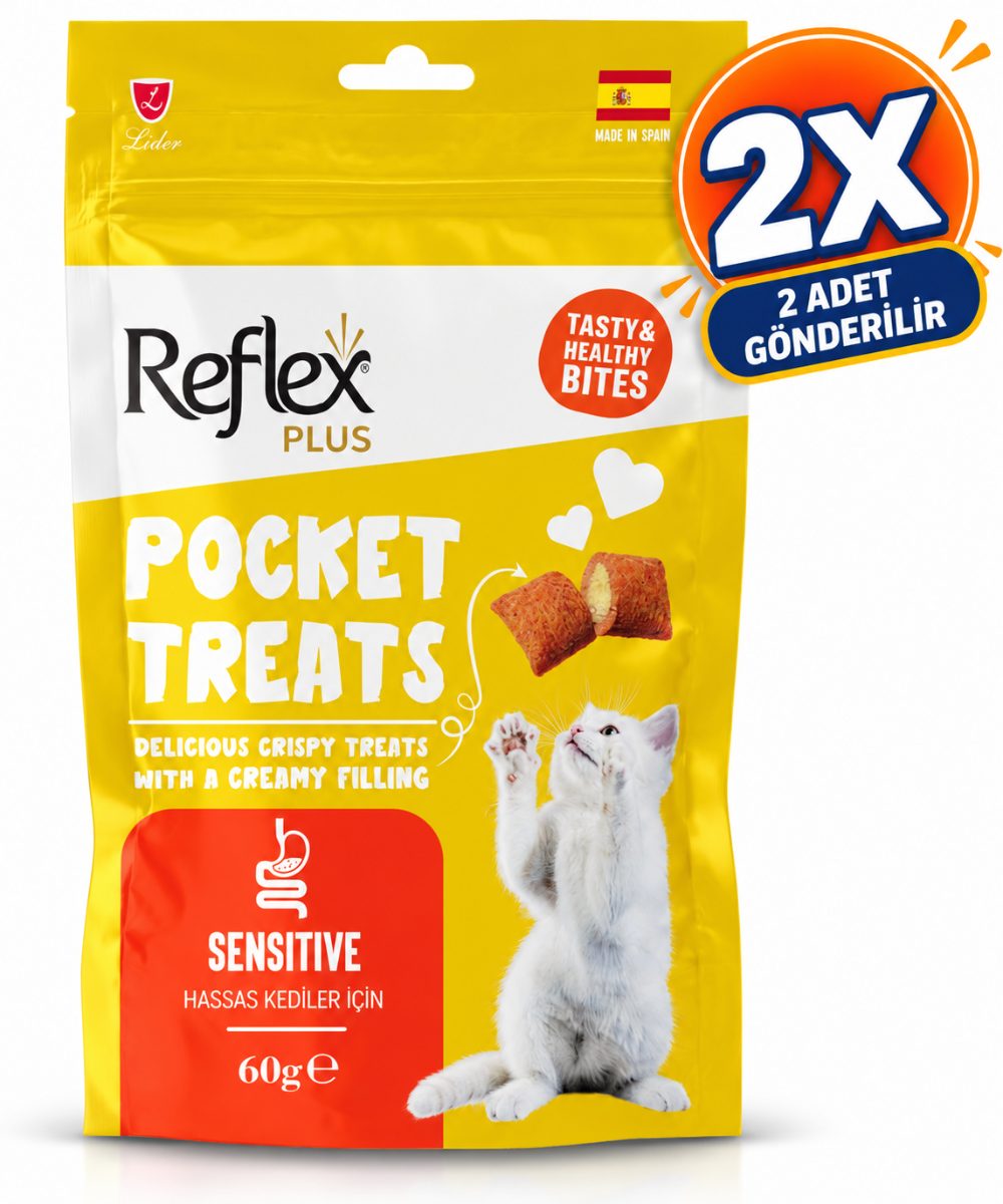 2 Adet Reflex Plus Pocket Treats Hassas Kediler İçin Kedi Ödül Maması 60 g