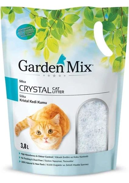 Garden Mix Silika Kedi Kumu 3.8 Lt Kokusuz Topaklaşan Özellikli Kalın Taneli