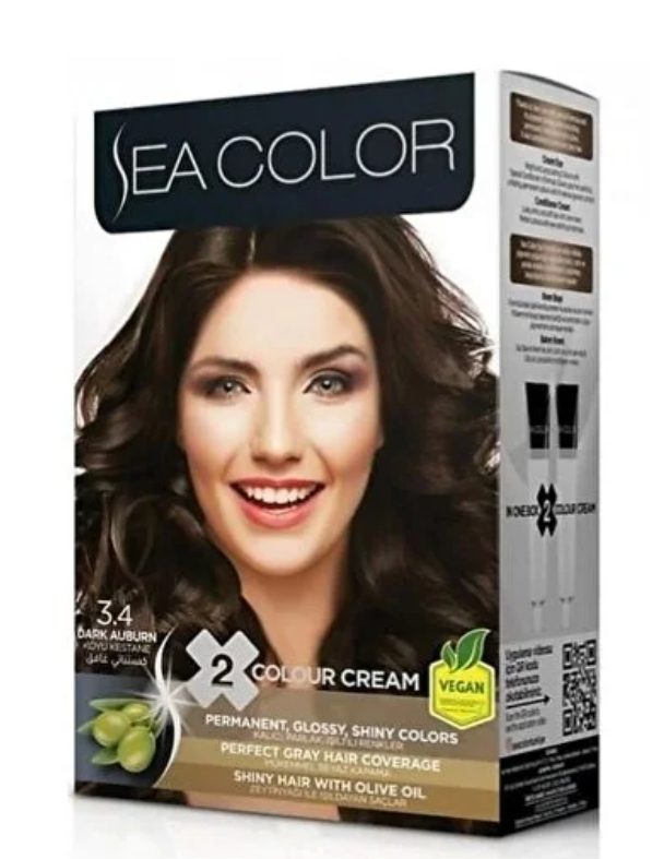 Sea Color 3.4 Koyu Kestane kalıcı krem saç boyasıdır.