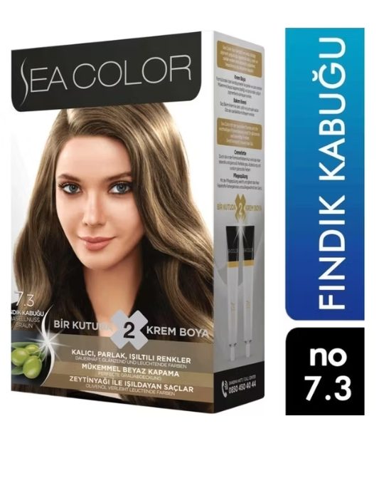 Sea Color Tüp Krem Saç Boyası Seti No. 7.3 Fındık Kabuğu,