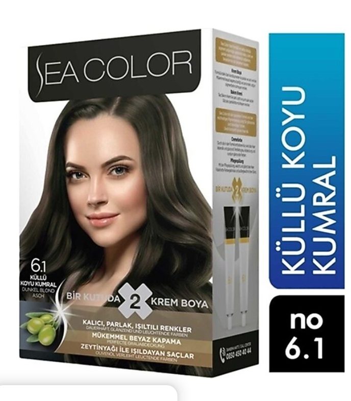 Sea Color 2 Tüp Krem Saç Boyası Seti No: 6.1 Küllü Koyu Kumraldı