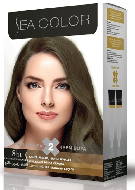 Sea Color markasına ait 8.11 numaralı saç boyası, Yoğun Açık Küllü Kumral rengidir