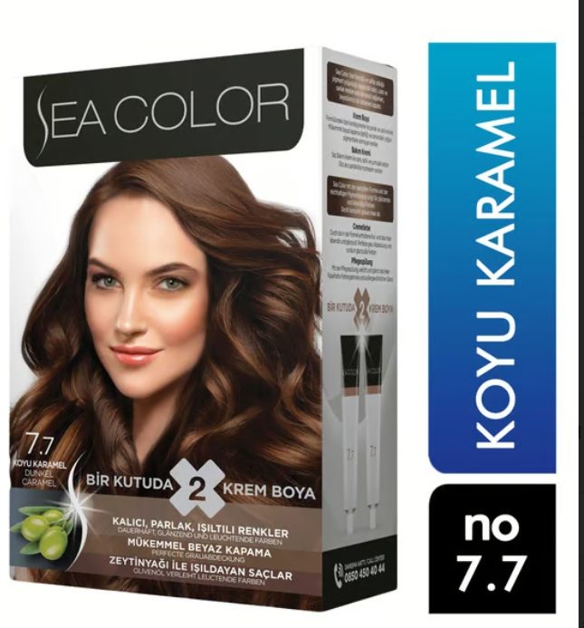 Sea Color Set Saç Boyası 7.7 Koyu Karamel (bir kutuda 2 adet krem boya içerir