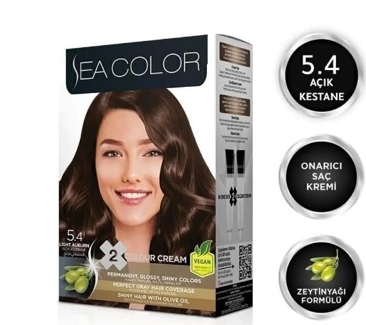 Sea Color 5.4 Açık Kestane krem saç boyası seti görünüyor