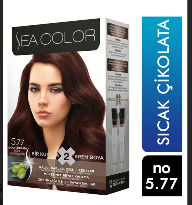 Sea Color 5.77 Sıcak Çikolata 2'li krem saç boyası setidir.