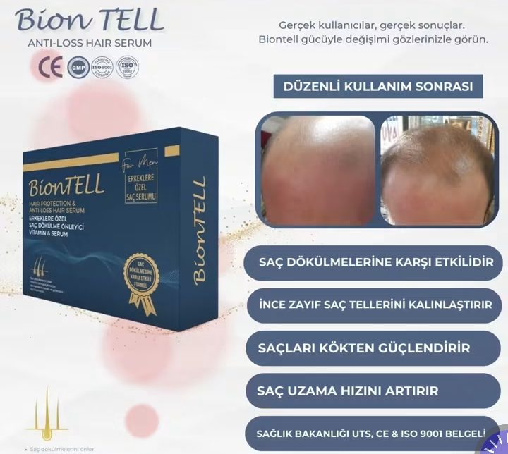 BionTELL Erkeklere Özel Saç Dökülmesine Karşı Etkili Saç Bakım Serumu ve Vitamin paketidir.