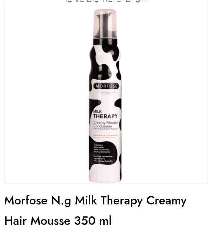 Morfose Milk Therapy Saç Spreyi / Köpüğü serisine ait bir saç şekillendirme ürünüdür