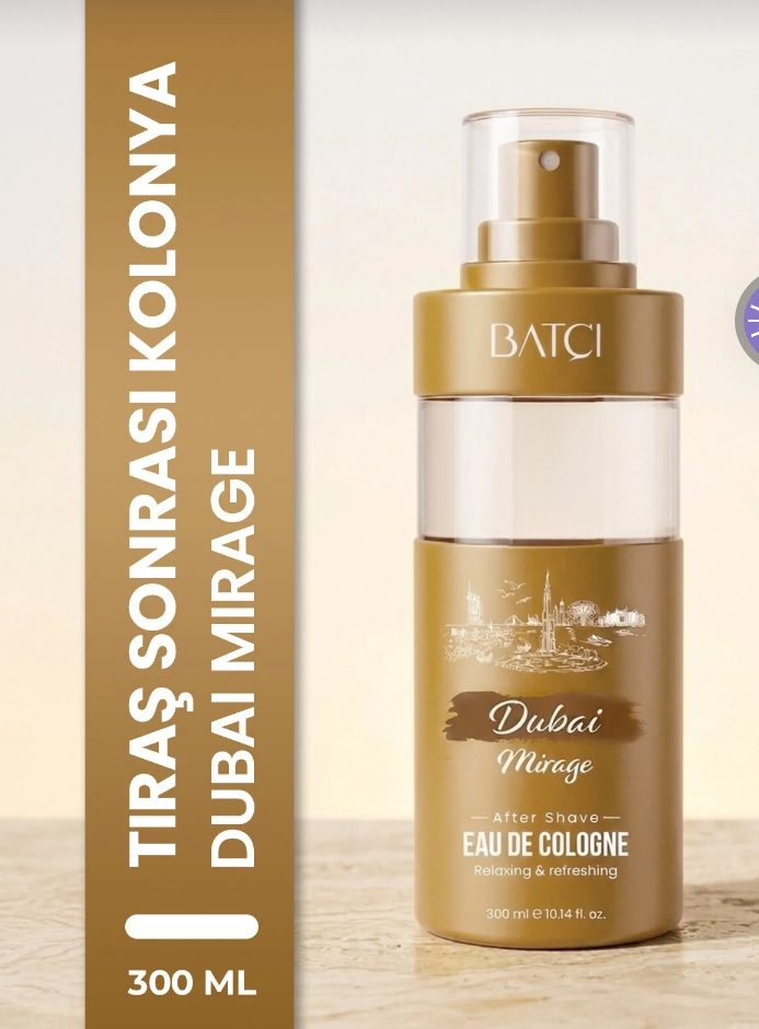 Batçı Dubai Mirage 300 ml Ferahlatıcı ve Canlandırıcı Tıraş Sonrası Kolonya (After Shave Eau de Cologne).