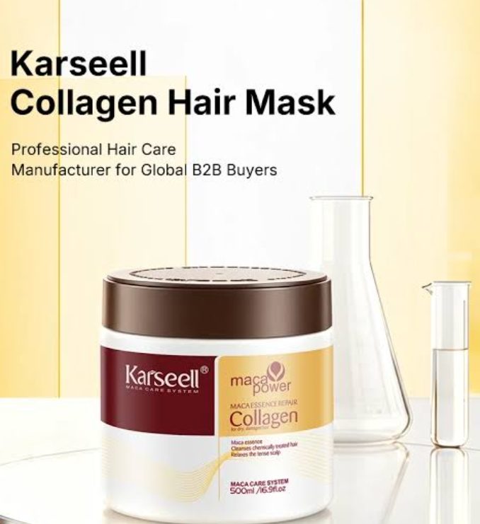 Karseell Maca Power Maca Essence Repair Collagen Yıpranmış Saçlar İçin Onarıcı Saç Maskesi (500 ml), kuru, yıpranmış ve işlem görmüş saçlar için geliştirilmiş kolajen ve argan yağı içerikli bir bakım ürünüdür.