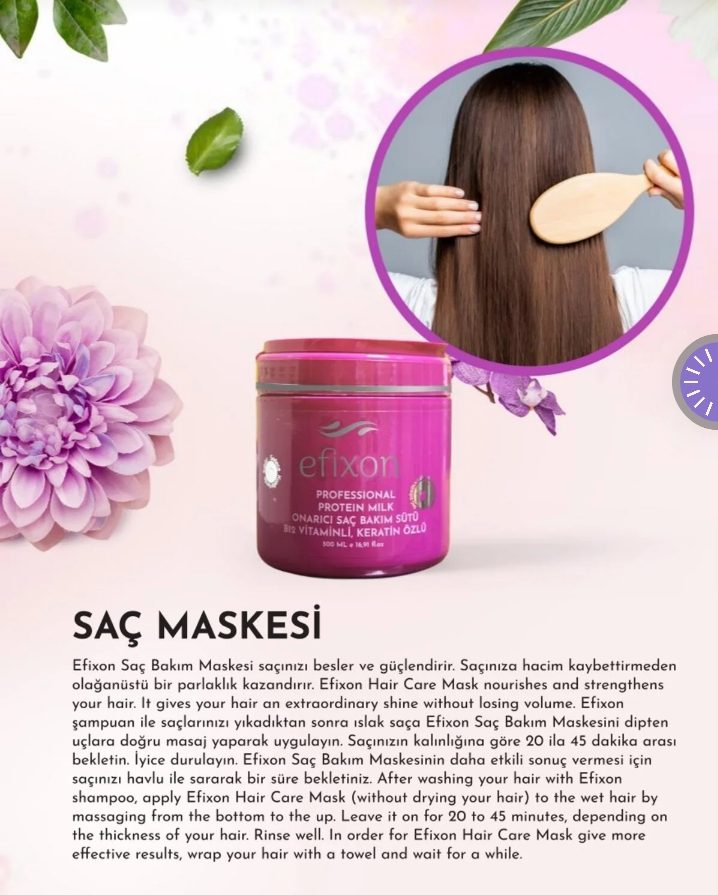 Efixon Professional Protein Milk Onarıcı Saç Bakım Sütü (Vitaminli Keratin Özlü) saç maskesi.