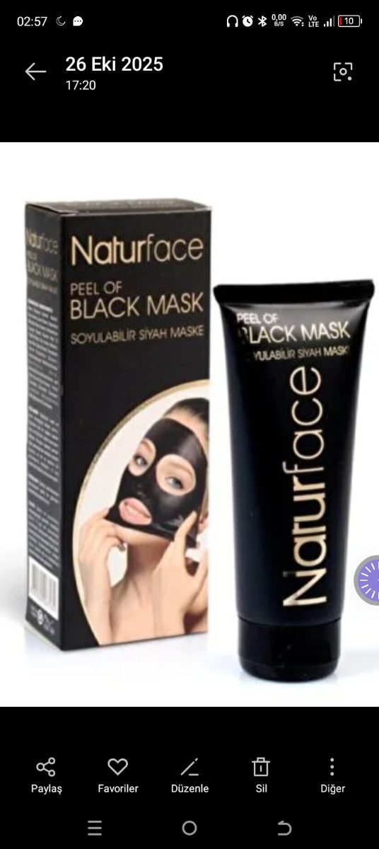 Naturface Peel Off Black Mask (Soyulabilir Siyah Maske 100 ml), siyah nokta görünümünü azaltmaya ve cildi ölü derilerden arındırmaya yardımcı olan bir yüz bakım maskesidir.