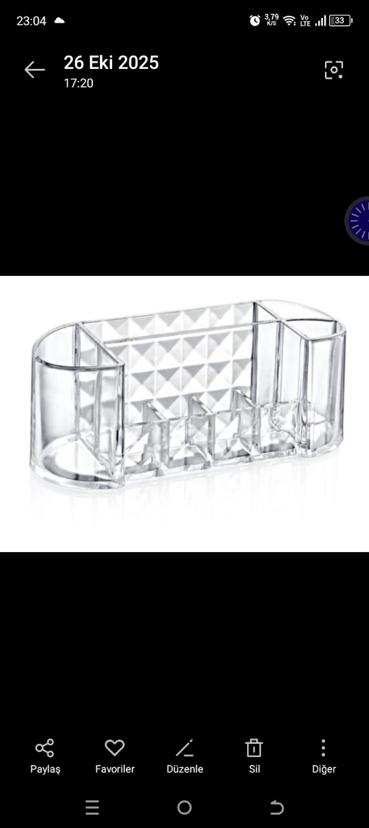 Box Up Diamond Oval Organizer FT-024 adlı şeffaf akrilik/polistiren makyaj ve fırça düzenleyicidir